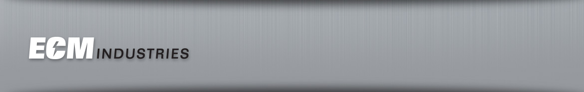 ECM Industries logo on silver background banner